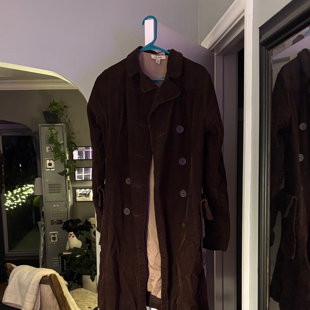 Free People Dark Brown Double-Breasted Pea Coat